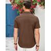 imageCOOFANDY Mens Casual Short Sleeve Button Down Dress Shirt Plaid Collar Denim Work ShirtsA  Brown  No Pocket