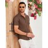 imageCOOFANDY Mens Casual Short Sleeve Button Down Dress Shirt Plaid Collar Denim Work ShirtsA  Brown  No Pocket
