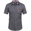 imageCOOFANDY Mens Casual Short Sleeve Button Down Dress Shirt Plaid Collar Denim Work ShirtsA  Charcoal Grey  No Pocket