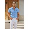 imageCOOFANDY Mens Casual Short Sleeve Button Down Dress Shirt Plaid Collar Denim Work ShirtsA  Clear Blue  No Pocket