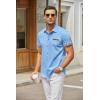 imageCOOFANDY Mens Casual Short Sleeve Button Down Dress Shirt Plaid Collar Denim Work ShirtsA  Clear Blue  No Pocket