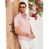 imageCOOFANDY Mens Casual Short Sleeve Button Down Dress Shirt Plaid Collar Denim Work ShirtsA  Pink  No Pocket