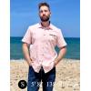 imageCOOFANDY Mens Casual Short Sleeve Button Down Dress Shirt Plaid Collar Denim Work ShirtsA  Pink  No Pocket