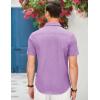imageCOOFANDY Mens Casual Short Sleeve Button Down Dress Shirt Plaid Collar Denim Work ShirtsA  Purple  No Pocket