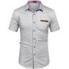 imageCOOFANDY Mens Casual Short Sleeve Button Down Dress Shirt Plaid Collar Denim Work ShirtsA  White  No Pocket