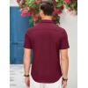 imageCOOFANDY Mens Casual Short Sleeve Button Down Dress Shirt Plaid Collar Denim Work ShirtsA  Wine Red  No Pocket