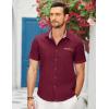 imageCOOFANDY Mens Casual Short Sleeve Button Down Dress Shirt Plaid Collar Denim Work ShirtsA  Wine Red  No Pocket