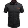 imageCOOFANDY Mens Casual Short Sleeve Button Down Dress Shirt Plaid Collar Denim Work ShirtsB  Black  No Pocket