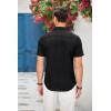 imageCOOFANDY Mens Casual Short Sleeve Button Down Dress Shirt Plaid Collar Denim Work ShirtsB  Black  No Pocket