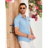 imageCOOFANDY Mens Casual Short Sleeve Button Down Dress Shirt Plaid Collar Denim Work ShirtsB  Clear Blue  No Pocket