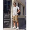 imageCOOFANDY Mens Casual Shorts Cotton Elastic Waist Drawstring Shorts Lightweight Summer Beach ShortsAdark Khaki