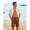 imageCOOFANDY Mens Casual Shorts Cotton Elastic Waist Drawstring Shorts Lightweight Summer Beach ShortsBrown2