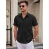 imageCOOFANDY Mens Dress Shirts Short Sleeve Business Casual Shirts Regular Fit Casual Button Down Untucked ShirtsAblack