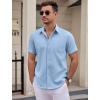 imageCOOFANDY Mens Dress Shirts Short Sleeve Business Casual Shirts Regular Fit Casual Button Down Untucked ShirtsBlue