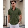imageCOOFANDY Mens Dress Shirts Short Sleeve Business Casual Shirts Regular Fit Casual Button Down Untucked ShirtsDark Army Green