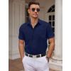 imageCOOFANDY Mens Dress Shirts Short Sleeve Business Casual Shirts Regular Fit Casual Button Down Untucked ShirtsDark Blue