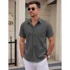 imageCOOFANDY Mens Dress Shirts Short Sleeve Business Casual Shirts Regular Fit Casual Button Down Untucked ShirtsDark Gray