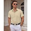 imageCOOFANDY Mens Dress Shirts Short Sleeve Business Casual Shirts Regular Fit Casual Button Down Untucked ShirtsKhaki