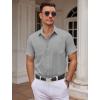 imageCOOFANDY Mens Dress Shirts Short Sleeve Business Casual Shirts Regular Fit Casual Button Down Untucked ShirtsLight Gray