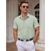 imageCOOFANDY Mens Dress Shirts Short Sleeve Business Casual Shirts Regular Fit Casual Button Down Untucked ShirtsLight Green