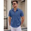 imageCOOFANDY Mens Dress Shirts Short Sleeve Business Casual Shirts Regular Fit Casual Button Down Untucked ShirtsNavy Blue
