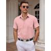 imageCOOFANDY Mens Dress Shirts Short Sleeve Business Casual Shirts Regular Fit Casual Button Down Untucked ShirtsPink