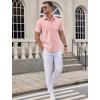 imageCOOFANDY Mens Dress Shirts Short Sleeve Business Casual Shirts Regular Fit Casual Button Down Untucked ShirtsPink