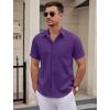 imageCOOFANDY Mens Dress Shirts Short Sleeve Business Casual Shirts Regular Fit Casual Button Down Untucked ShirtsPurple