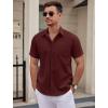 imageCOOFANDY Mens Dress Shirts Short Sleeve Business Casual Shirts Regular Fit Casual Button Down Untucked ShirtsWine Red