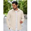 imageCOOFANDY Mens Flannel Shirts Long Sleeve Thermal Button Down Shirt Shacket Lightweight JacketBeige