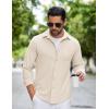 imageCOOFANDY Mens Flannel Shirts Long Sleeve Thermal Button Down Shirt Shacket Lightweight JacketBeige