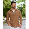 imageCOOFANDY Mens Flannel Shirts Long Sleeve Thermal Button Down Shirt Shacket Lightweight JacketBrown