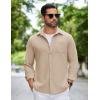 imageCOOFANDY Mens Flannel Shirts Long Sleeve Thermal Button Down Shirt Shacket Lightweight JacketKhaki