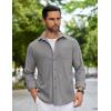 imageCOOFANDY Mens Flannel Shirts Long Sleeve Thermal Button Down Shirt Shacket Lightweight JacketLight Grey