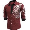 imageCOOFANDY Mens Print Button Down Dress Shirt Fashion Long Sleeve Casual Shirts03red Tiger