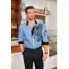 imageCOOFANDY Mens Print Button Down Dress Shirt Fashion Long Sleeve Casual ShirtsBlue Tiger