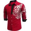 imageCOOFANDY Mens Print Button Down Dress Shirt Fashion Long Sleeve Casual ShirtsRed Tiger