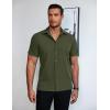 imageCOOFANDY Mens Short Sleeve Button Down Shirt Lightweight Wrinkle Free Untucked Dress ShirtsArmy Green