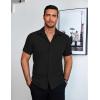 imageCOOFANDY Mens Short Sleeve Button Down Shirt Lightweight Wrinkle Free Untucked Dress ShirtsBlack