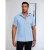 imageCOOFANDY Mens Short Sleeve Button Down Shirt Lightweight Wrinkle Free Untucked Dress ShirtsClear Blue
