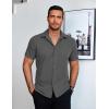 imageCOOFANDY Mens Short Sleeve Button Down Shirt Lightweight Wrinkle Free Untucked Dress ShirtsDark Grey