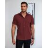 imageCOOFANDY Mens Short Sleeve Button Down Shirt Lightweight Wrinkle Free Untucked Dress ShirtsDark Red