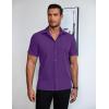 imageCOOFANDY Mens Short Sleeve Button Down Shirt Lightweight Wrinkle Free Untucked Dress ShirtsPurple
