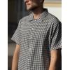 imageCOOFANDY Mens Short Sleeve Button Down Shirt Plaid Button Up Shirts Casual 75 Cotton Work ShirtsBblackwhite