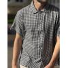 imageCOOFANDY Mens Short Sleeve Button Down Shirt Plaid Button Up Shirts Casual 75 Cotton Work ShirtsBblackwhite
