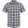 imageCOOFANDY Mens Short Sleeve Button Down Shirt Plaid Button Up Shirts Casual 75 Cotton Work ShirtsDark Bluewhite