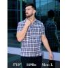 imageCOOFANDY Mens Short Sleeve Button Down Shirt Plaid Button Up Shirts Casual 75 Cotton Work ShirtsDark Bluewhite