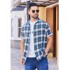 imageCOOFANDY Mens Short Sleeve Button Down Shirt Plaid Button Up Shirts Casual 75 Cotton Work ShirtsDark Greenwhite