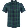 imageCOOFANDY Mens Short Sleeve Button Down Shirt Plaid Button Up Shirts Casual 75 Cotton Work ShirtsGreenblue
