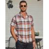 imageCOOFANDY Mens Short Sleeve Button Down Shirt Plaid Button Up Shirts Casual 75 Cotton Work ShirtsOrange